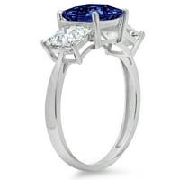 2.62ct princeza rez plavi simulirani tanzanite 18k bijelo zlato Angažovanje kamena prstena veličine