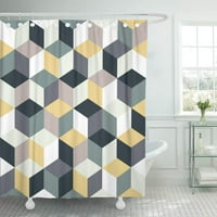 Šarene kocke sive žute višebojborirani kubni kubični sažetak uzorak vintage geometrijska kupaonica za