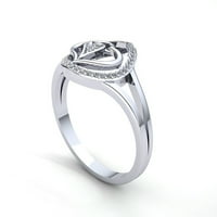 Originalna 0,75ct okrugli rez Diamond Dame Bridal Leaf Angažman Fancy prsten od pune 10k ruža, bijelo