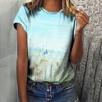Ženska Crewneck Grafičke majice kratki rukav Cvjetni tiskani Trendi Ležerne prilike ljetni vrhovi labavi
