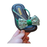 Welliumiy Girls Sandal Slip na ravnim sandalama Otvori nožni prste slajdeći plaža cipele udobne lutke ljetne papuče zeleno 10c