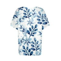 Žene ljetne tunike kratki rukav Ležerne majice V izrez Loose Comfy vrhovi Tee Lagana slatka bluza
