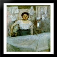 Žena peglanje velikog crno drvo upakla ispis umjetnost Edgara Degas