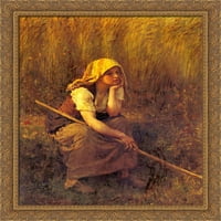 Ljeto Veliko zlato ukrašeno drvo uokvireno platno umjetnost Jules Breton