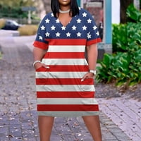 4. jula ženska američka zastava Patriotska tunika haljina Ljetna casual labava fit majica haljine Ispiši