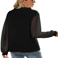 Glookwis Ženske pulover od labave majice Klintwer Casual Tunika BluZa V Vrat Decor Tee majica Black