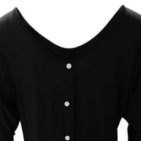 Bluze za žene Henley casual-calles-down tiskane dame majice s dugim rukavima ljeto crna m