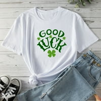 Ženske novitetske majice Dobro sreće Clover Shamrock Graphic Tops St. Patrick's Day Sporty White Tees