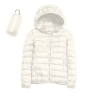 Hunpta Women Topla vodootporna lagana jakna s kapuljačnim protupožatnim zimskim kaputom sa recikliranom izolacijom zimska tanka kratka kapuljača topla bijela premaza gornja odjeća