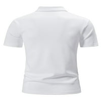 Eleluny MENS Polo kratki rukav majica Striped Golf Tops Office Casual TEE bluza # 3White 2xL
