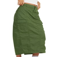 Žene Y2K nisko-struk Wrap Midi suknja Denim teretna suknja sa džepovima