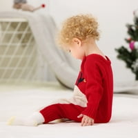 Pudcoco novorođenčad dječaka Djevojka Novogodišnje odijelo Santas dugih rukava džemper kaput pleteni
