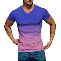 Muška majica Ljetna gradijentna gradijentna tiskana majica casual crew vrat kratkih rukava Workout Sport