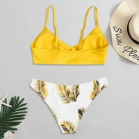 Zuwimk kupaći kostim, žene omotaju bikini set push up visokog struka kupaćih kostima žutog, l