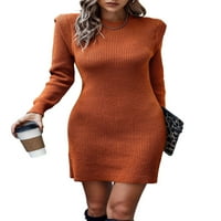 Casual obični štand ovratnik dugih rukava narandžaste ženske haljine džemper