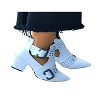 Zodanni dame plijeni casual blok peta cipele na šiljastim prstima gležnjače modne radove Chunky potpetice