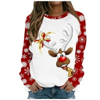 HGW Božićna odjeća ženska Božićna vrhunska tiskana majica s dugim rukavima Turtleneck casual okrugla