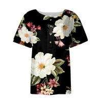 MLQIDK Womens Works Floral uzorak Bluze za žene Dressy Ležerne prilike V-izrez kratkih rukava za žene za žene