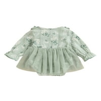 Frobukio novorođenčad djevojke princeze rumper haljina čipkasti mrežice cvjetni tiskani ruffle dugi