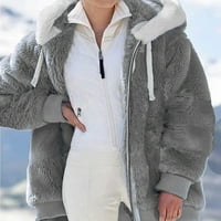 Zimske kapute za žene za žene i ponude, ženski plišani zip drhtavi jakne Ležerne duhovne guste mahne dukseve pune kaputice plus veličine sa džepovima
