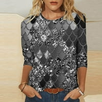 TUNIC TOPS 3 4Long rukave za majice Ženska tiskana majica Srednjove rukava Bluza Grey 4