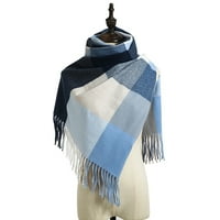 Ženske resesne zimske šalove za zim Poncho Hladno vrijeme Cashmere Pashmina Shawl Pashmina šal za provjeru kaida za žene Travel Nebesko plavo