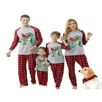 Wybzd Roditelj-Child-Child Porodica koja odgovara Božićni pidžami Set Santa Dinosaur Print Tops Plaid