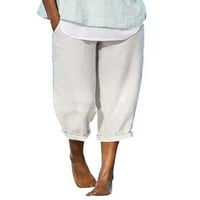 Ženske pamučne posteljine ljetne hlače dame casual labavo pantalone dno plus veličine
