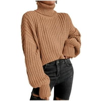 Ženska turtleneck pulover Dukseri kautki vrat dugih rukava Zimski utočani parovi pleteni džemperi dugi