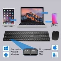 Urban utikač i igrajte kompaktno punjiva bežična Bluetooth pune tipkovnice i miš za ZTE Nubia Red Magic 6S Pro podržava Windows, MacOs, Ipados, Android, PC, Mac, laptop, tablet -black