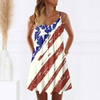 Dan nezavisnosti za ženska Amerikanka iz jula tiskana Boho sundress za žene Ležerne prilike letnje haljina