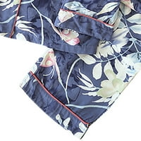 Žene 2-komadne pidžame set dolje cvjetni print s džepovima s dugim rukavima i hlače za spavanje i hlače