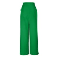 Duksevi GUZOM za žene - visoke stručne hlače sa širokim nogama zelene veličine S
