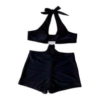 Felcia Women jedan Halter kupaći kostimi crnim metalnim prstenom Slim Fit kupaći kostim kupaći kupaći