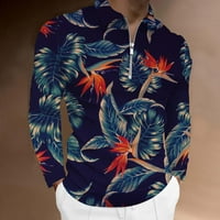 Muške košulje Redovna fit tropsko dlabovi digitalni tisak dugih rukava s košuljom košulje sa zatvaračem