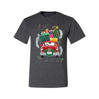 Sretan i jarko crveni Car Car Božić muške grafičke majice, Heather Crna, velika