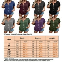 GRIANOOK Women Majica Solid Boja Ljetni vrhovi V izrez T Majica Dame Comfy Tee Soft Tunnic Tunika tunika s kratkim rukavima crvena 5xl