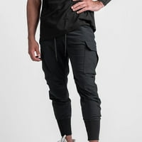 Jacenvly Cargo hlače Duge teretne hlače Elastična struka džepa za muškarce, muške hlače Modne sportske