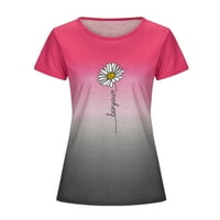 Modne žene gradijent cvjetni ispis o-vrat kratkih rukava majica bluza na vrhu kratke žene
