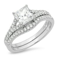3. CT Princess Cut originalni kultivirani dijamant VS1-VS J-K 18K bijelo zlato Angažman za vjenčani