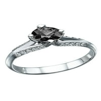 1. CTW Black Diamond Ring 14k bijelo zlato Split Shank jedinstveni vintage
