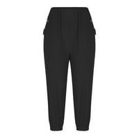 Patlollav Trendne hlače za žene Ležerne prilike pune boje elastične labave hlače Ravne široke pantalone