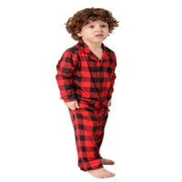 Peyakidsaa Božić koji odgovara roditelj-dječji pidžami, karirani ispis haljina za spavanje s dugim rukavima,