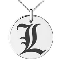 Slovo od nehrđajućeg čelika L Početni stari engleski monogram ugravirani mali medaljon krug šarm Privjesak