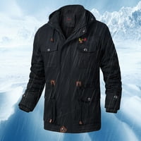 KPOPLK Puffer jakne za muškarce zimski topli patentni zatvarač casual podstavljena gornja odjeća crna,