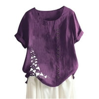 Ženske plus veličine vrhova ljetnih cvjetnih kratkih rukava Dressy Casual V-izrez majice Slatka bluza