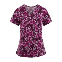 Ženski vrhovi Ženska bluza s kratkim rukavima Labavi grafički printira ljetne okrugle dekolte košulje ružičaste 5xl
