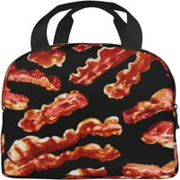 Bacon uzorak ispisane izolirane torbe za ručak žene, slatka bento ručak bo torbom ručak tota tota sa