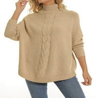 Shemie Turtleneck džemperi za žene kabel pletene prevelizirane zvezne zbojene pulover s rukavima za