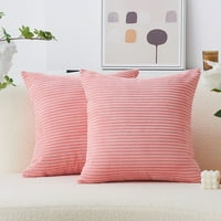 Paket-jastuk pokrov plišani prugasti jastuci za bacanje baršuna, ružičasta